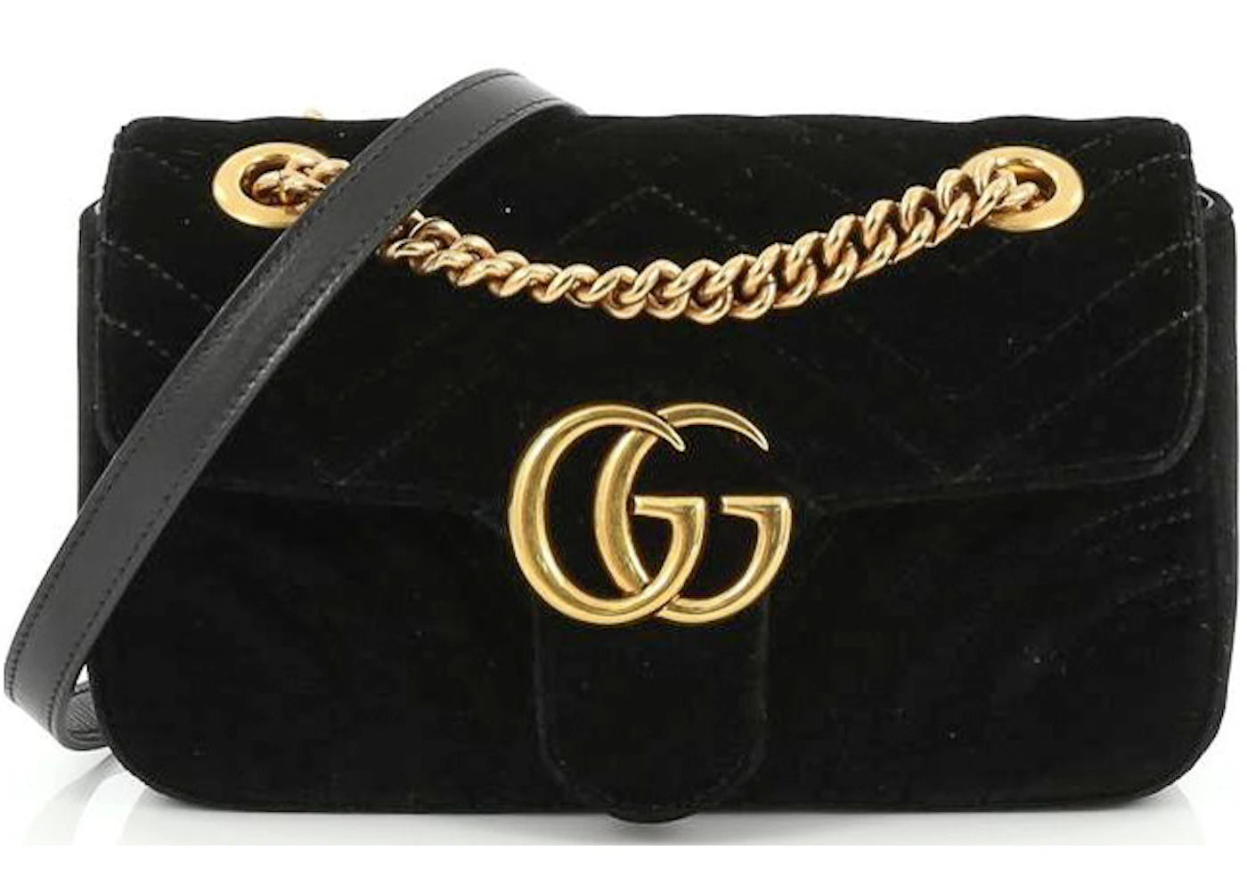 Gucci GG Marmont Velvet Matelasse Velvet Mini Black