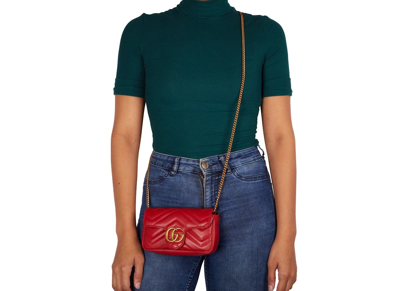 Gucci GG Marmont Matelasse Super Mini Bag Hibiscus Red