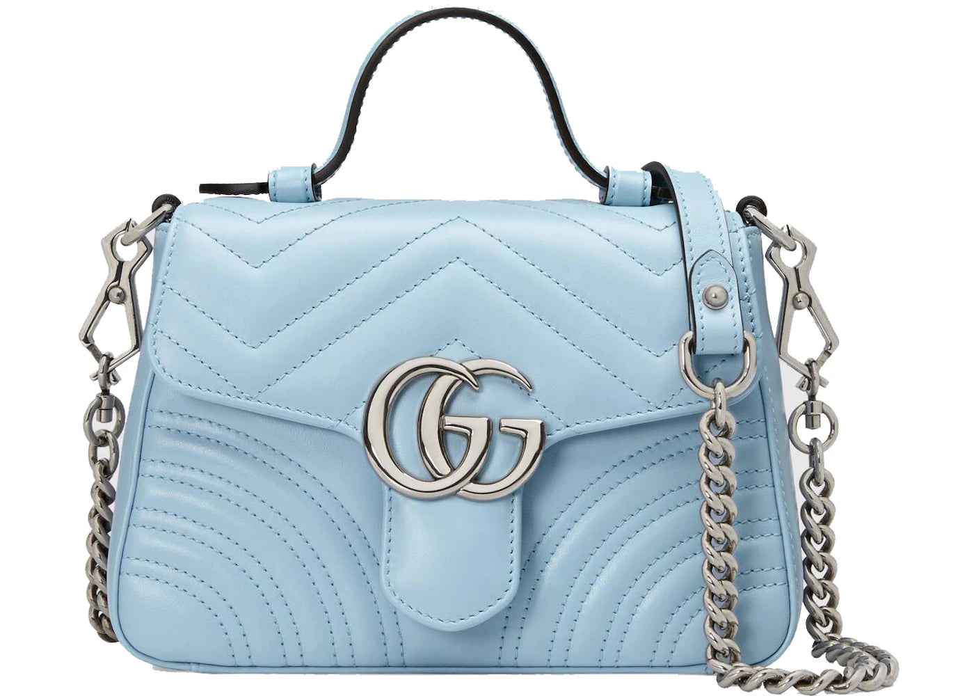 Gucci Marmont Top Handle Bag GG Mini Pastel Blue