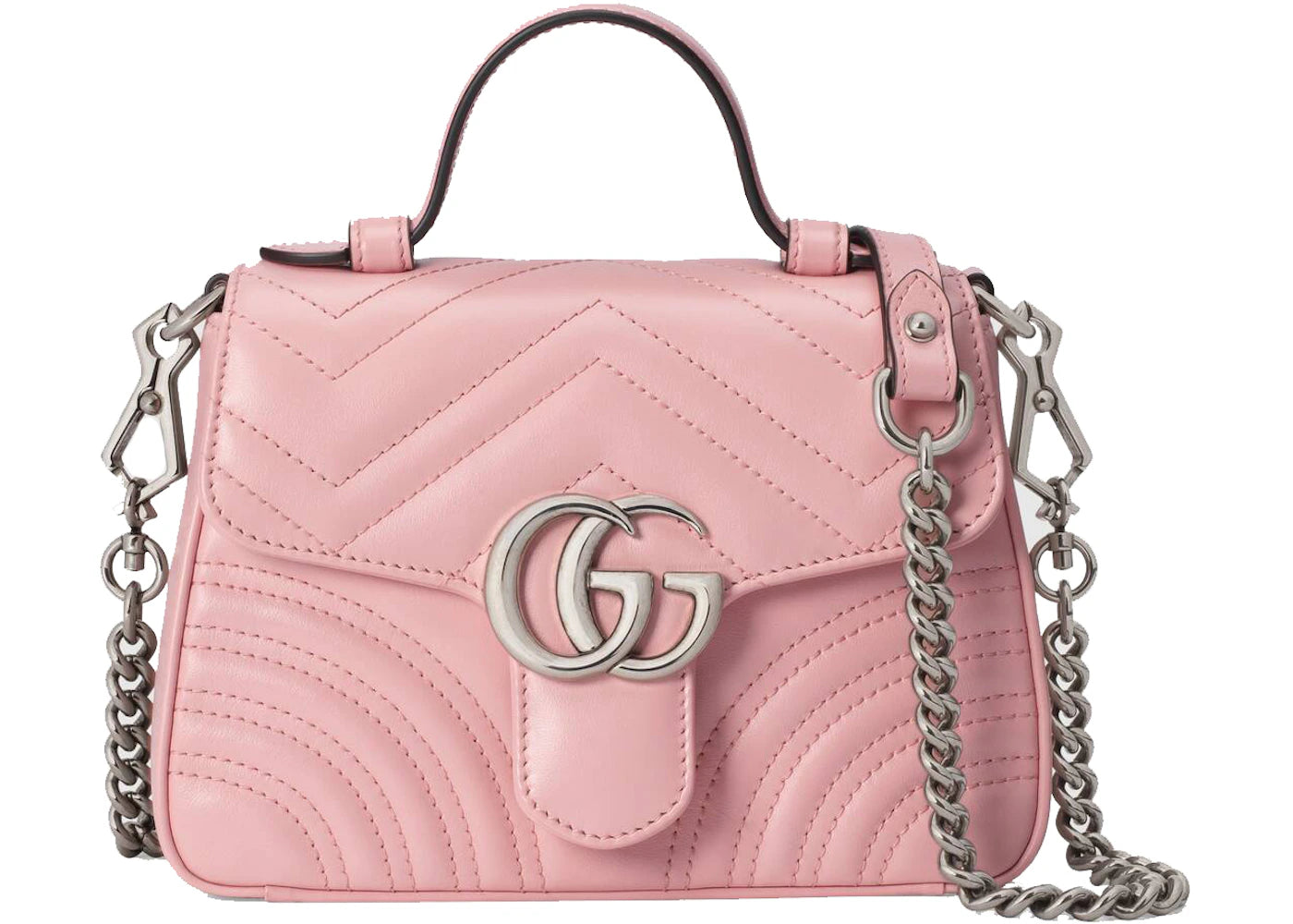 Gucci Marmont Top Handle Bag GG Mini Pastel Pink