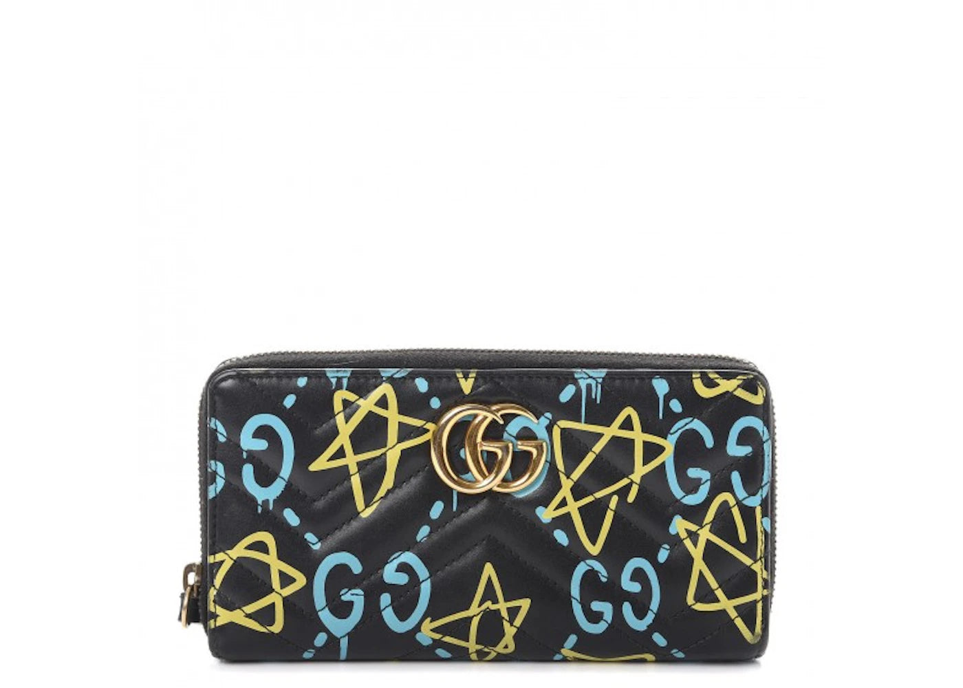 Gucci GG Marmont Wallet Zip Around Matelasse GucciGhost Black