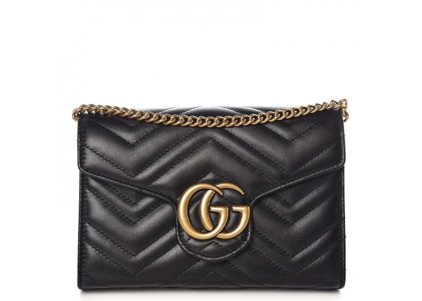 Gucci GG Marmont Wallet on Chain Matelasse Black