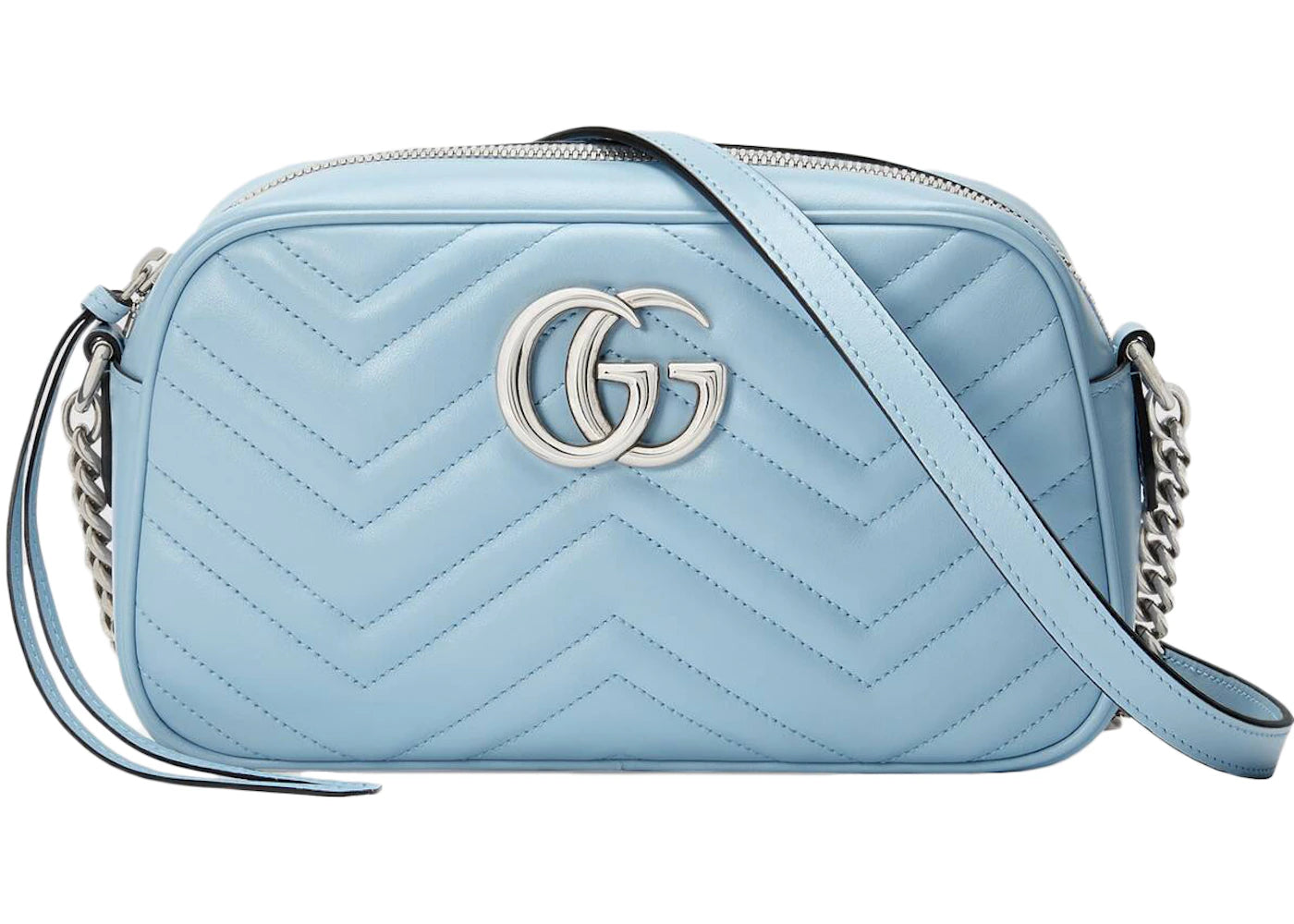 Gucci Marmont Zip Around Shoulder Bag GG Small Pastel Blue