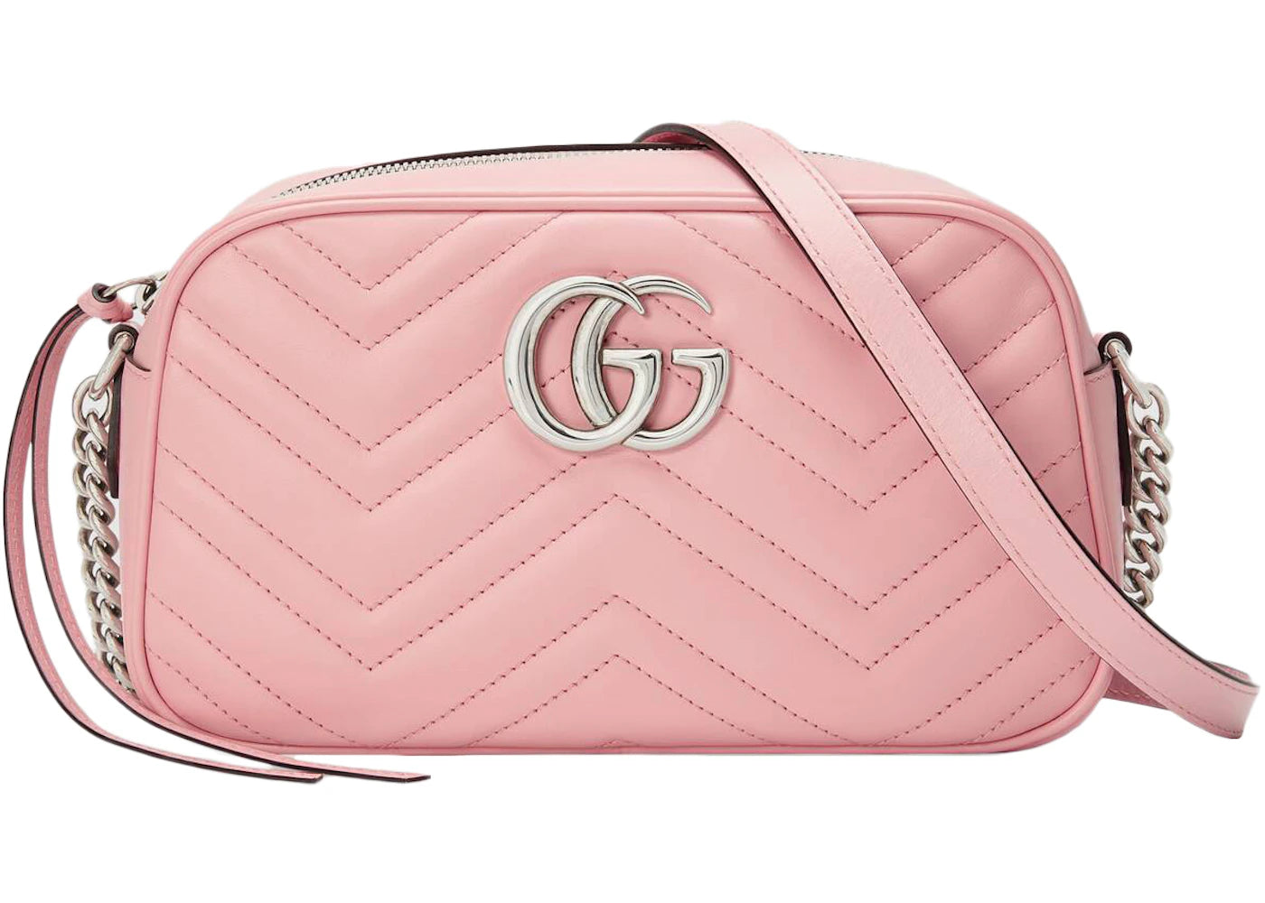 Gucci Marmont Zip Around Shoulder Bag GG Small Pastel Pink