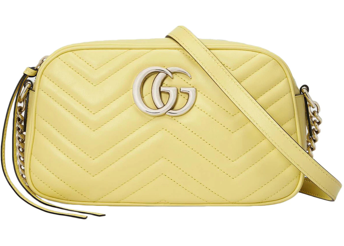 Gucci Marmont GG Zip Around Shoulder Bag Small Pastel Yellow