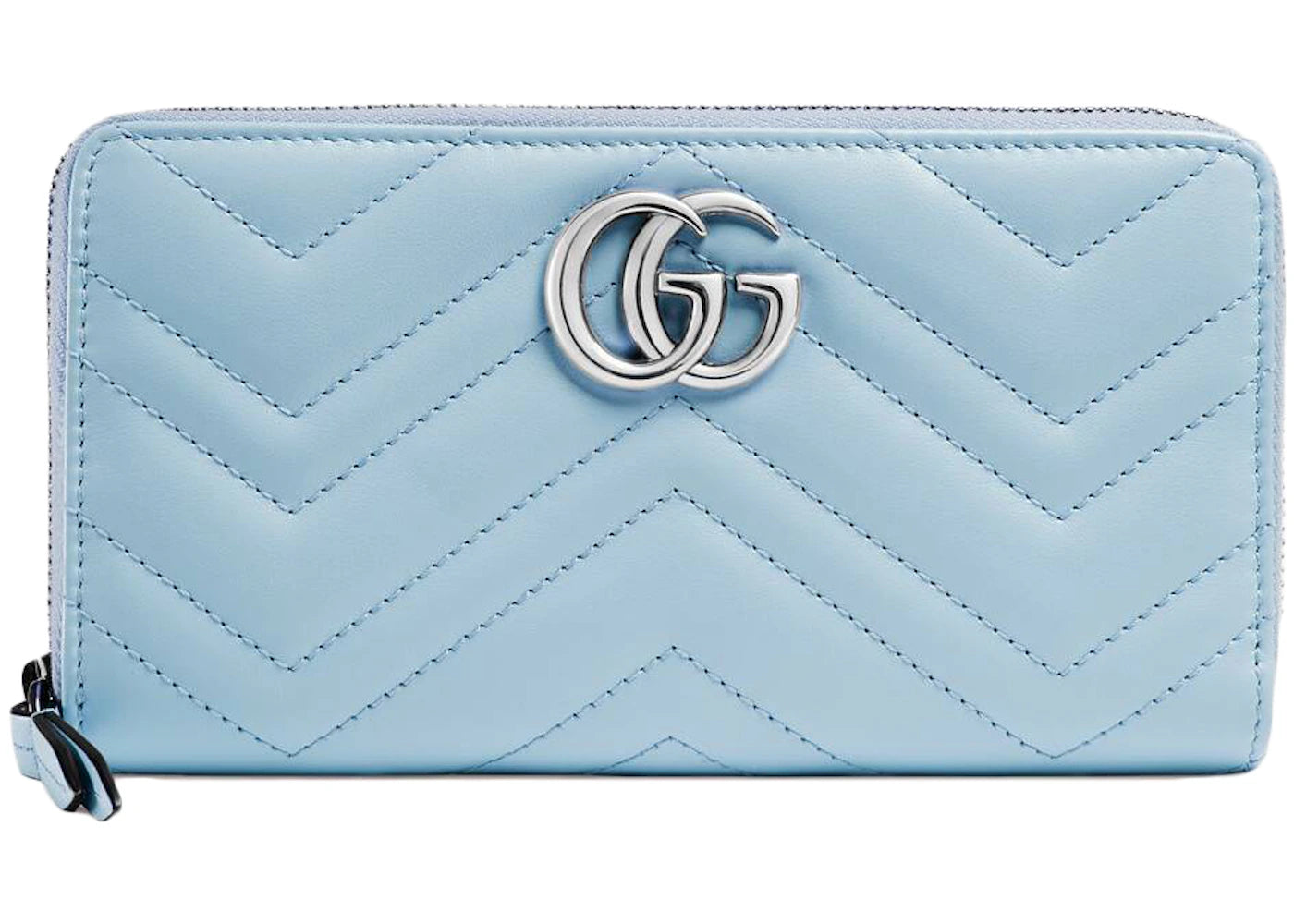 Gucci Marmont Zip Around Wallet GG (12 Card Slot) Pastel Blue