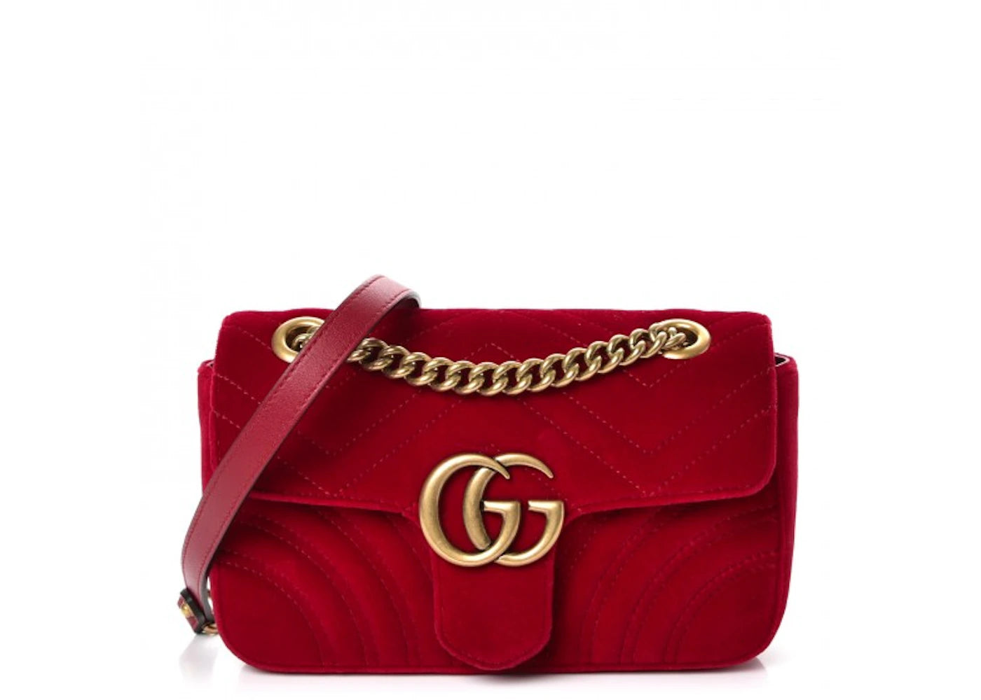 Gucci GG Marmont Velvet Matelasse Mini Red