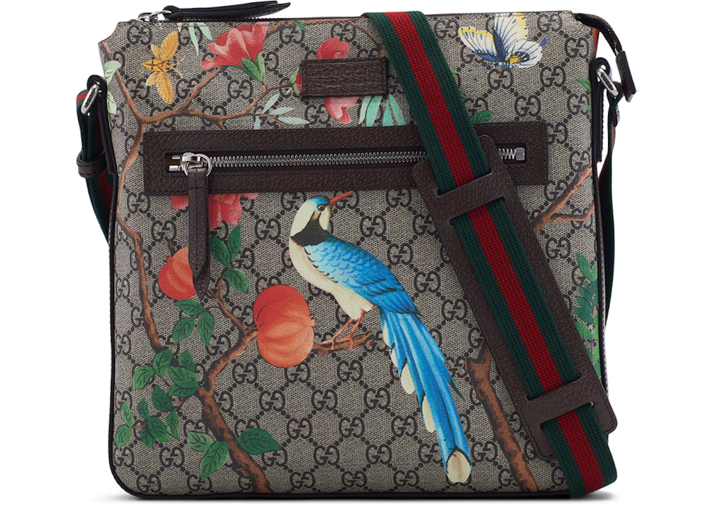Gucci Front Zip Messenger Monogram GG Tian Print Medium Brown/Red/Green/Blue