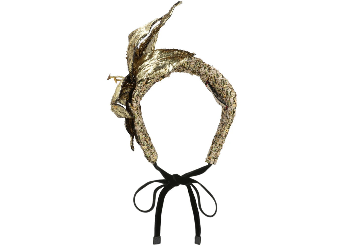 Gucci Metallic Floral Statement Headband Gold