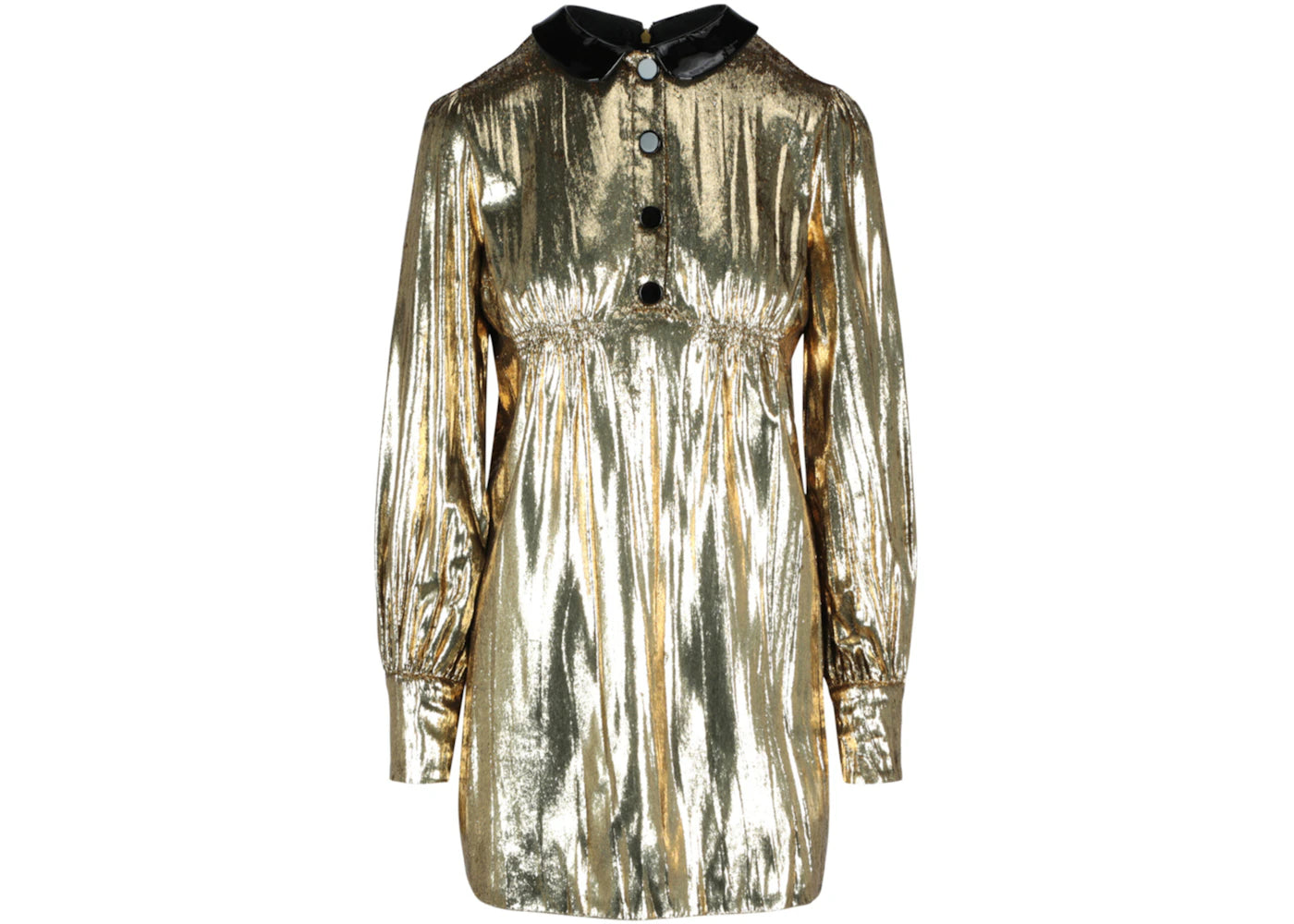 Gucci Metallic Long Sleeve Mini Dress Gold