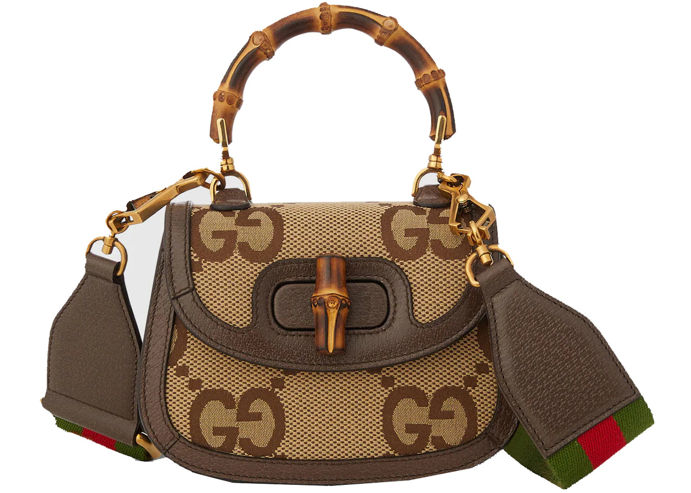 Gucci Mini Jumbo GG Bag with Bamboo Camel/Ebony