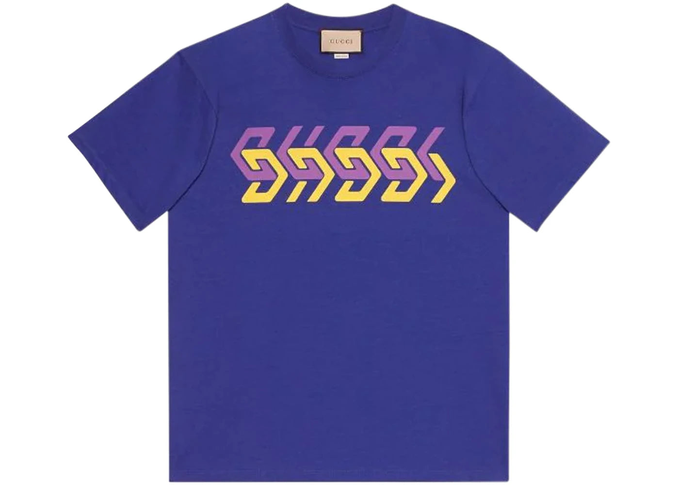 Gucci Mirror Logo-Print Short-Sleeve T-shirt Blue/Purple/Yellow