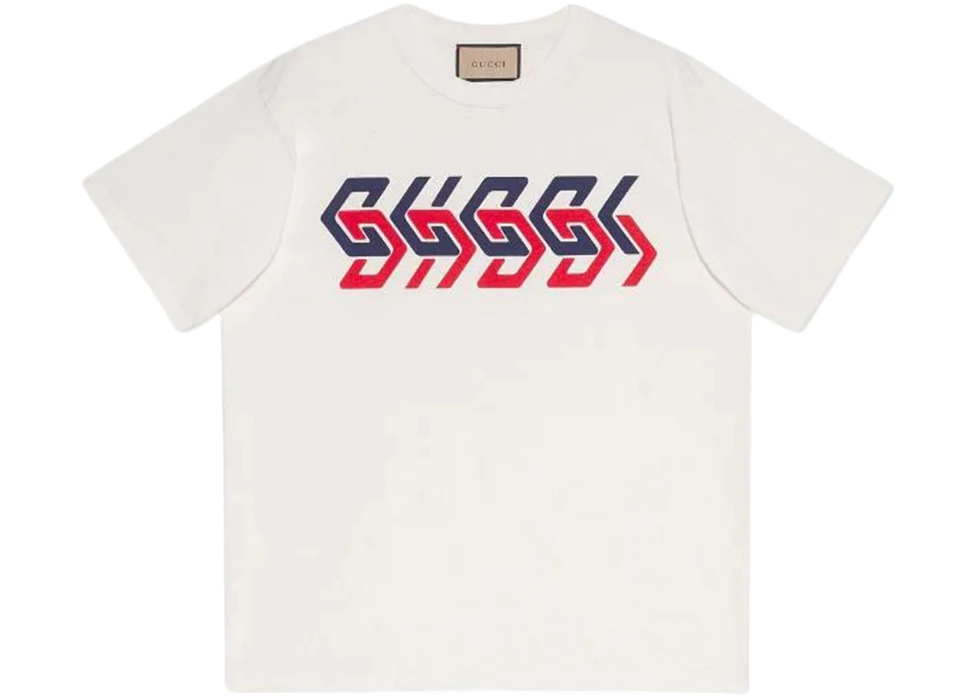 Gucci Mirror Logo-Print Short-Sleeve T-shirt White/Red/Blue