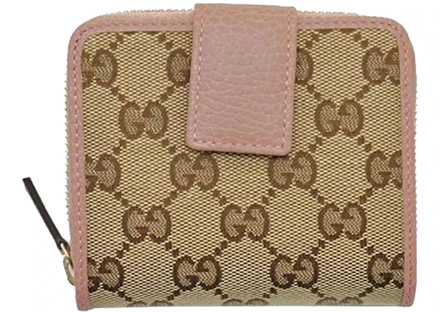 Gucci Monogram Zip Around French Flap Bi-Fold Wallet Beige/Pink