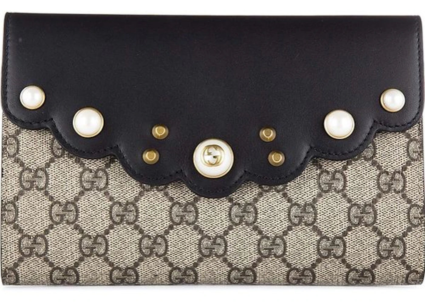 Gucci Moon Clutch GG Supreme Pearl Black Beige