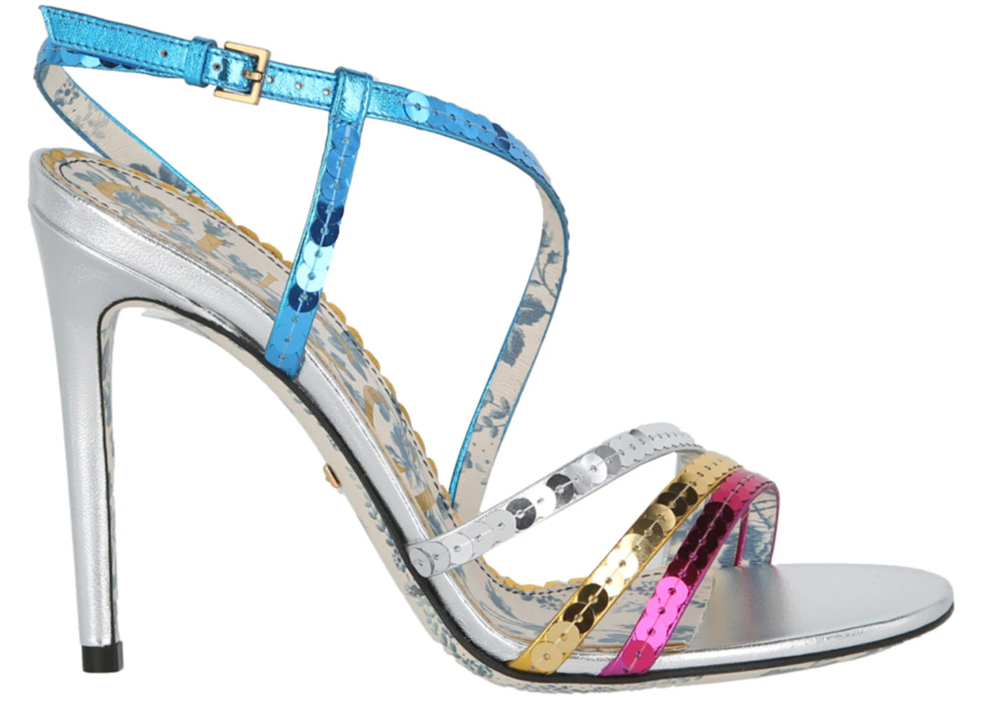 Gucci Multicolor Sequin Heel Sandals New Bright Pink Multi (Women's)