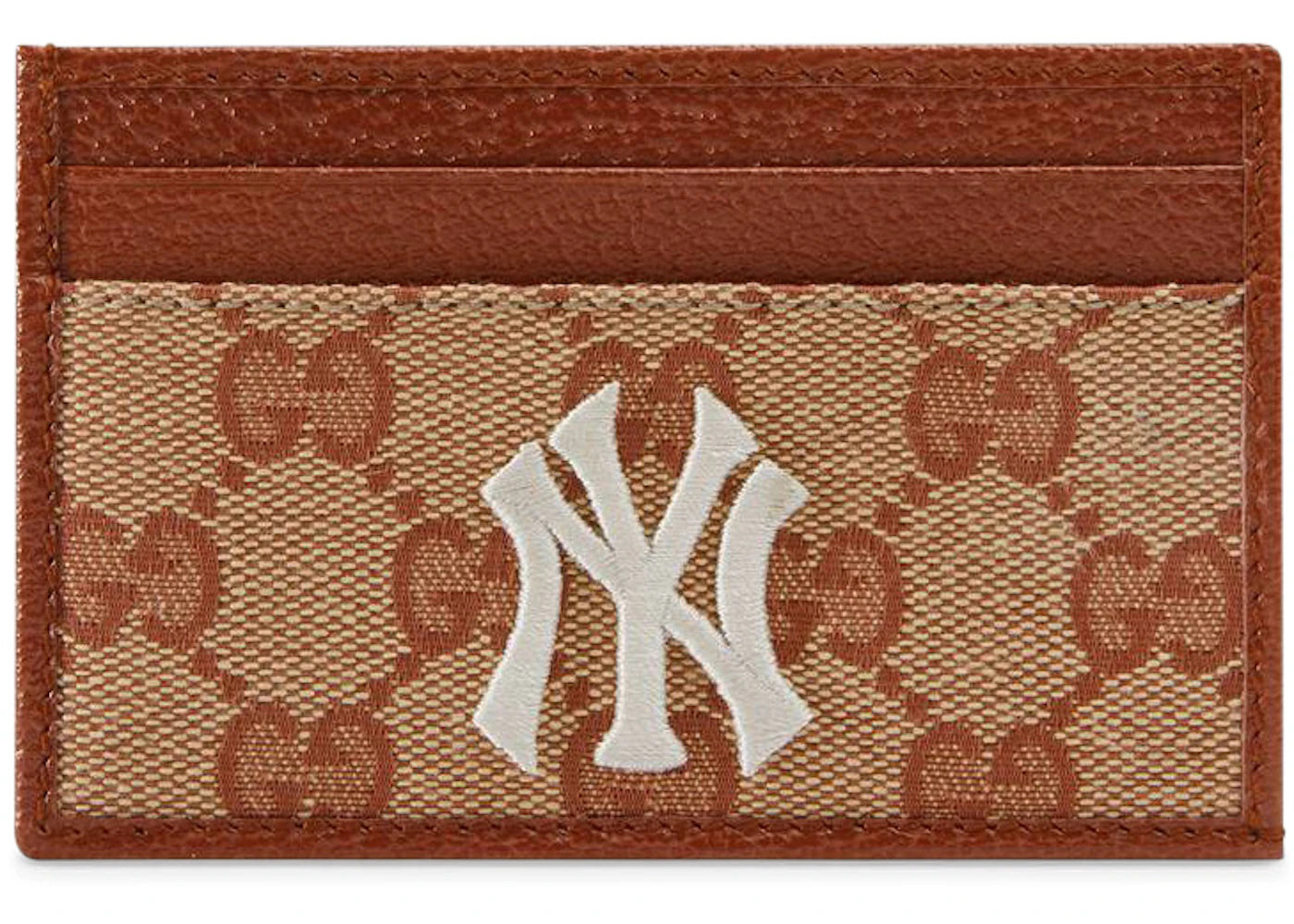 Gucci NY Yankees Patch Card Case GG Beige/Brick Red