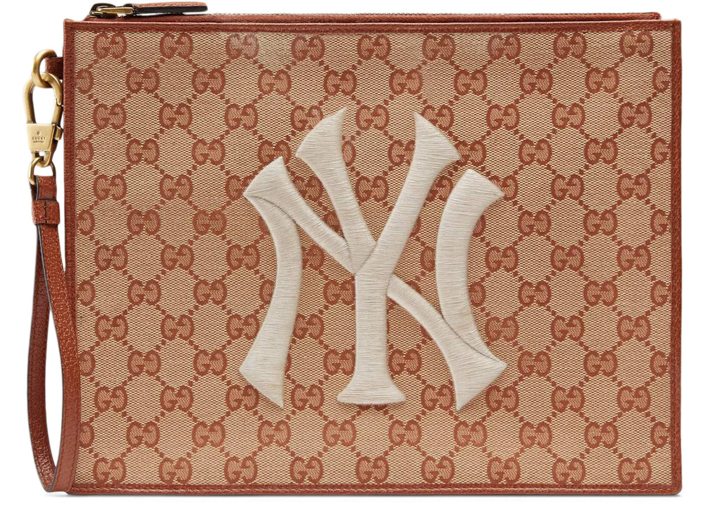 Gucci NY Yankees Patch Pouch GG Beige/Brick Red