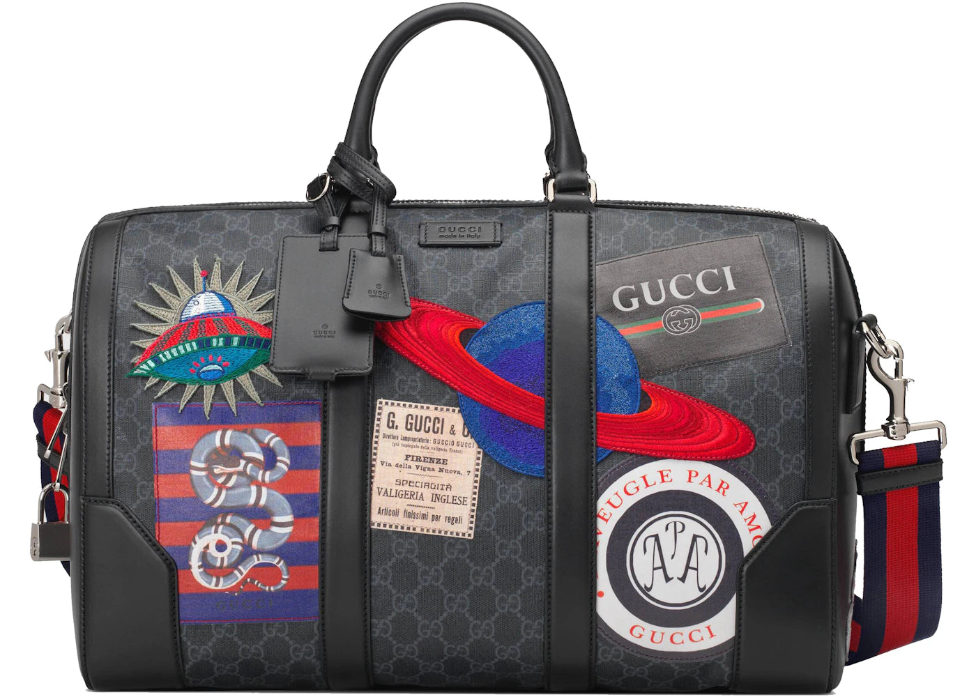 Gucci Night Courrier Carry-On Duffle Soft GG Supreme Black/Grey