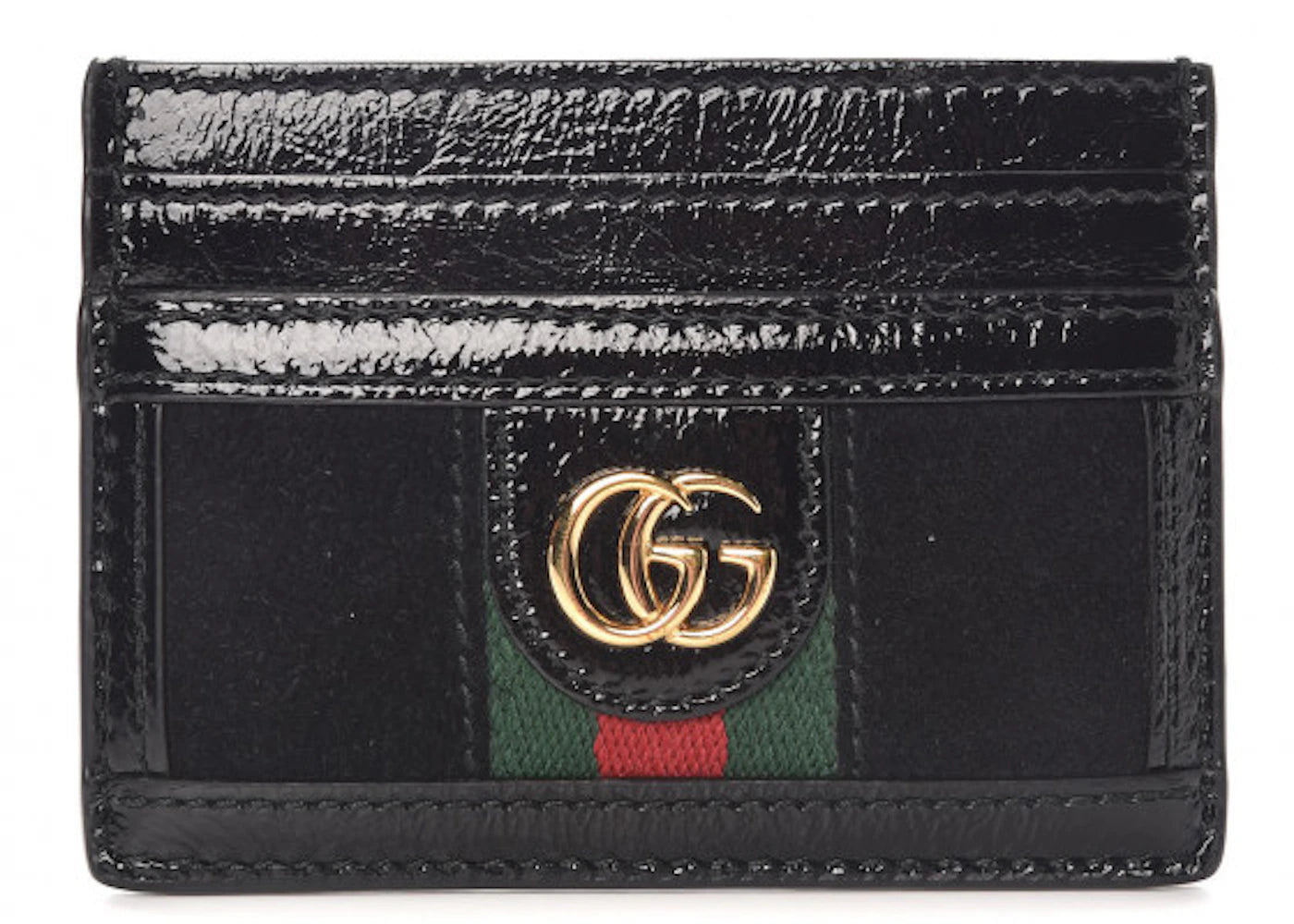 Gucci Ophidia Card Case Patent Suede Black