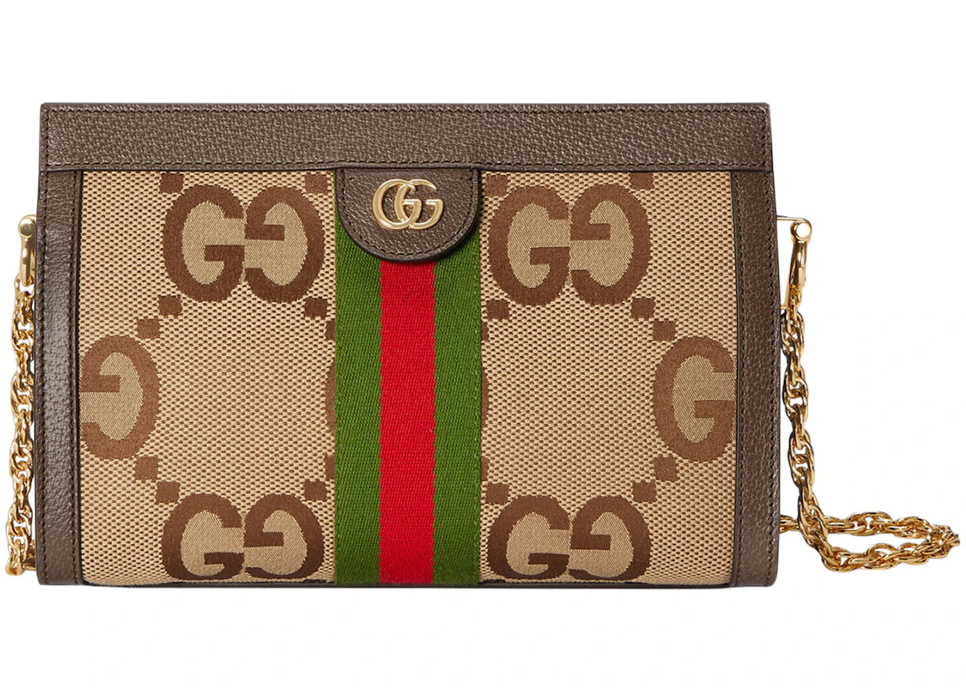 Gucci Ophidia Chain Shoulder Bag Small Jumbo GG Camel/Ebony/Red/Green