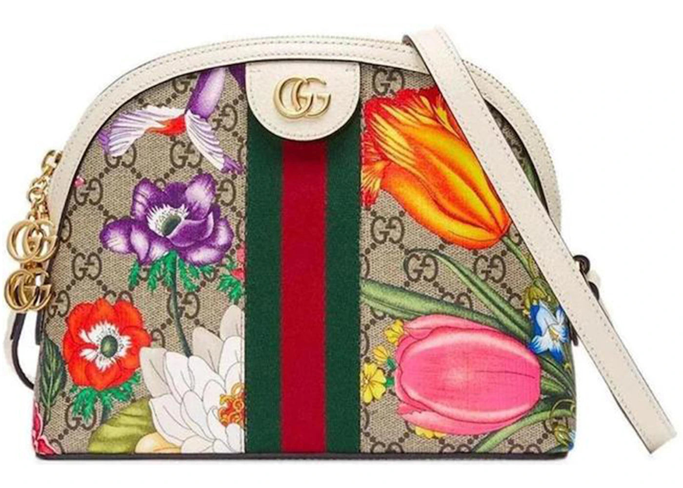 Gucci Ophidia Dome Crossbody GG Supreme Flora Ivory/Beige