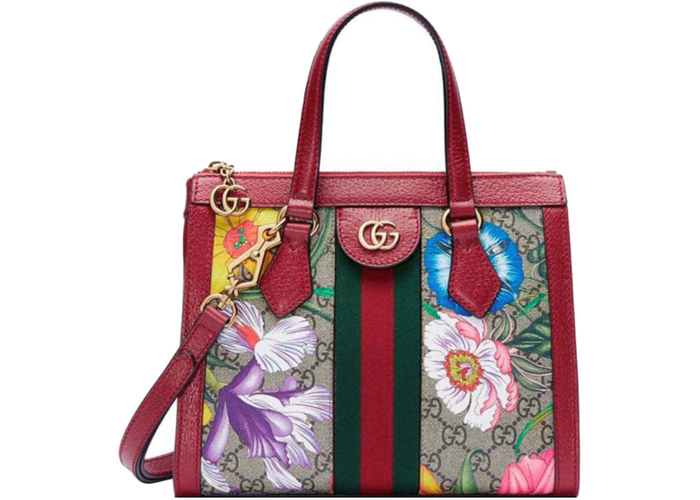 Gucci Ophidia GG Tote Bag Small Flora Red