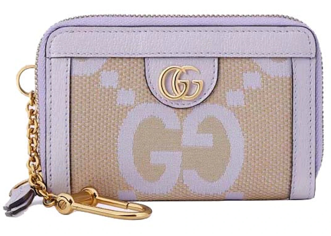 Gucci Ophidia Jumbo GG Zip Around Card Case Beige/Lilac