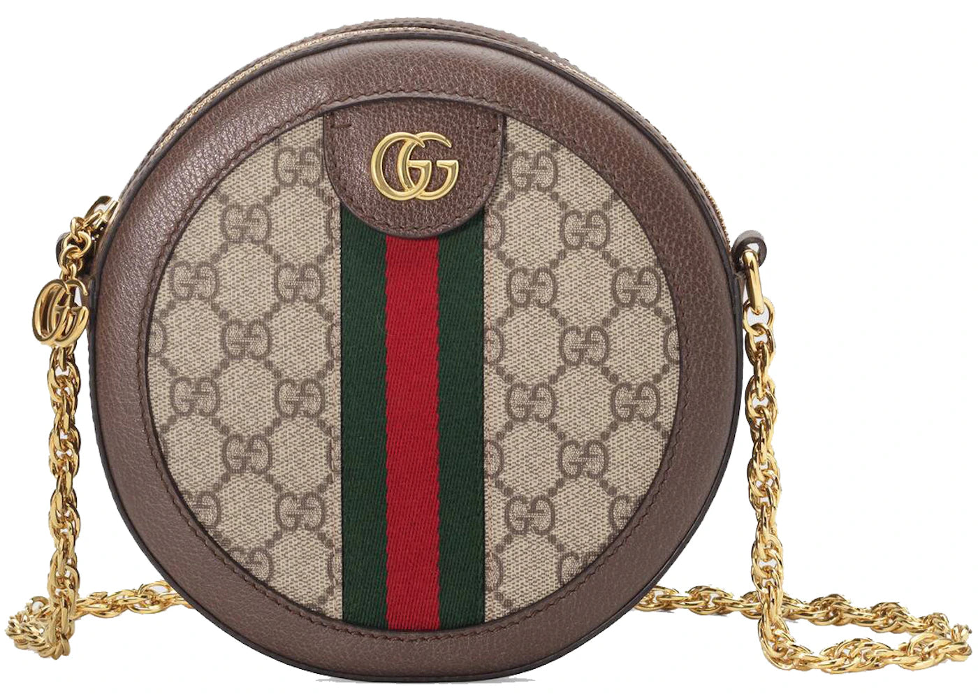 Gucci Ophidia Mini GG Round Shoulder Bag Beige/Ebony