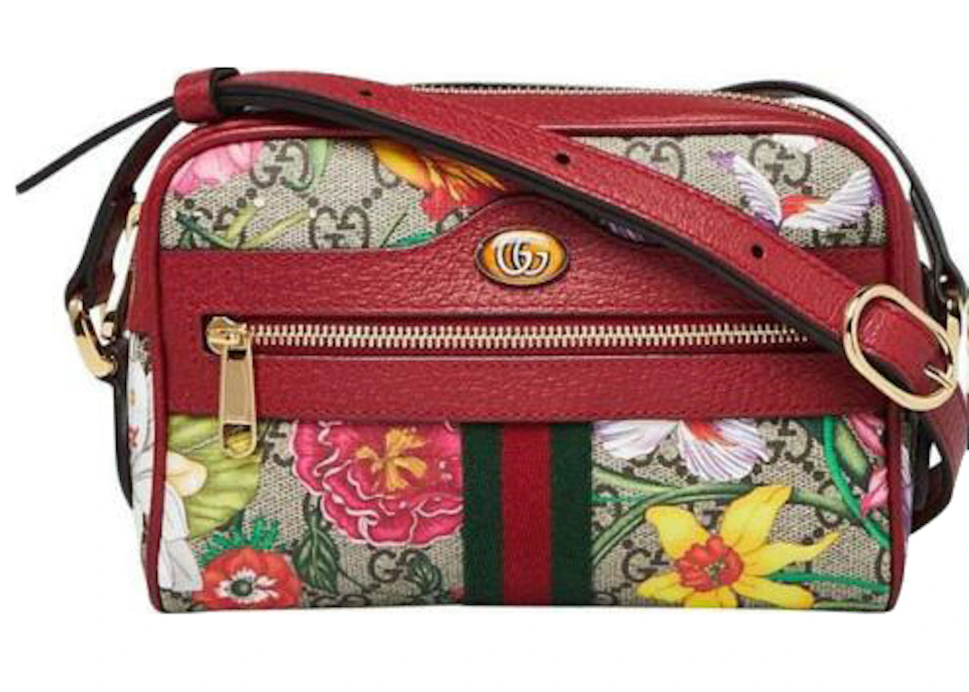 Gucci Ophidia Red Flora Shoulder Bag Small Red