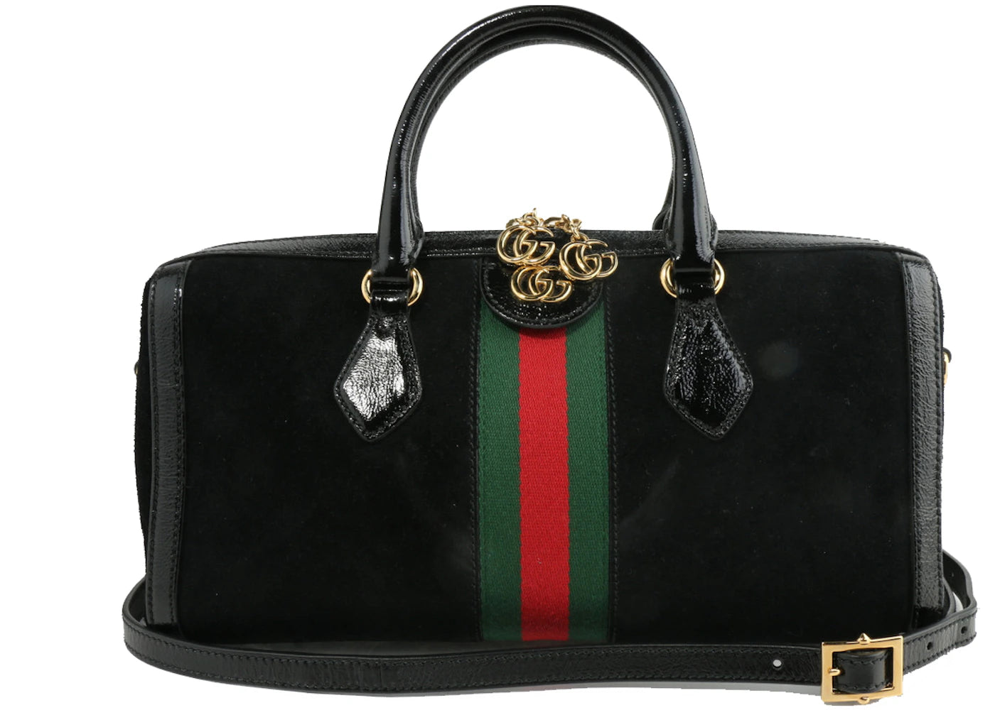 Gucci Ophidia Top Handle Medium Web Velvet Black