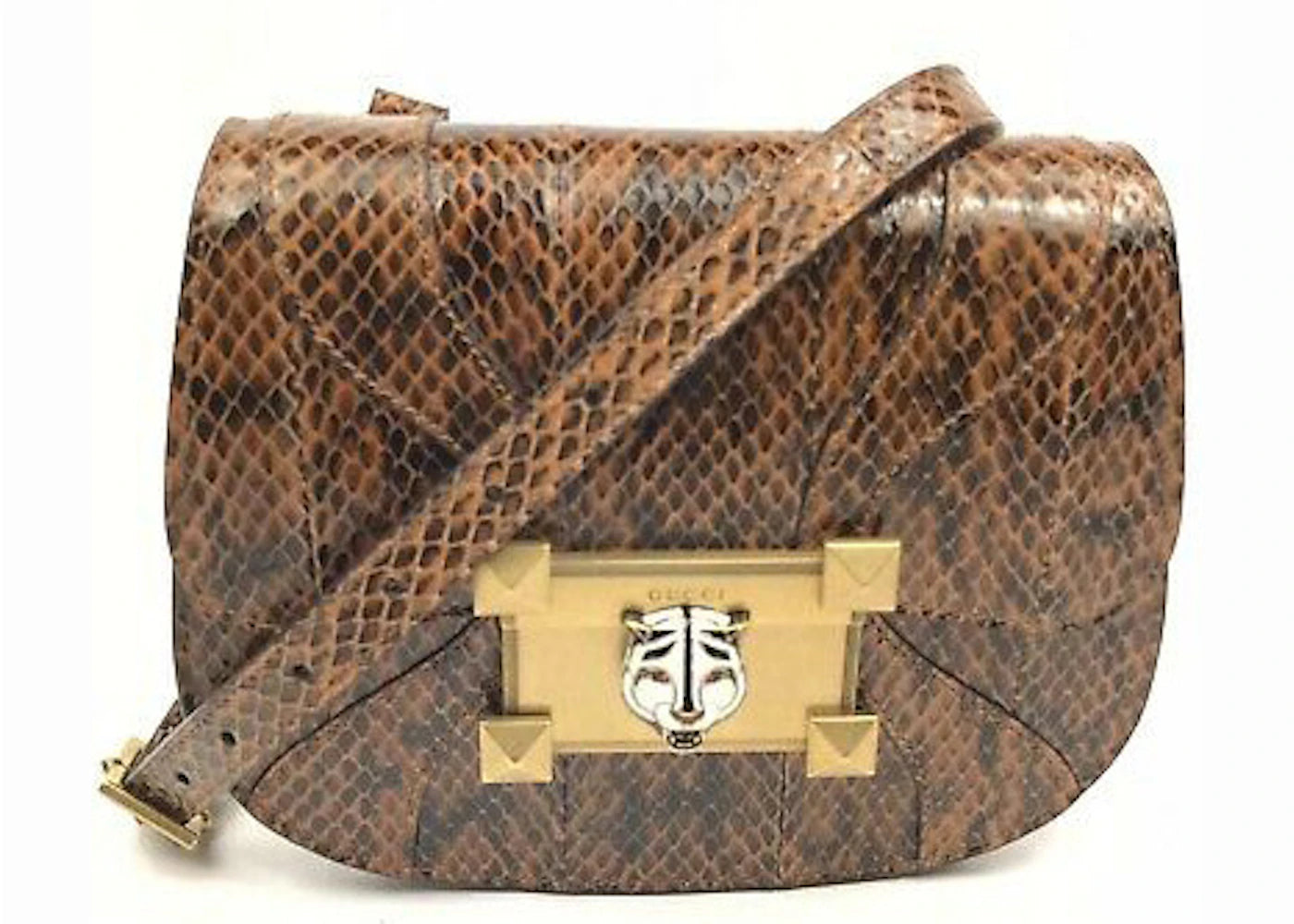 Gucci Osiride Shoulder Bag Snakeskin Small Brown