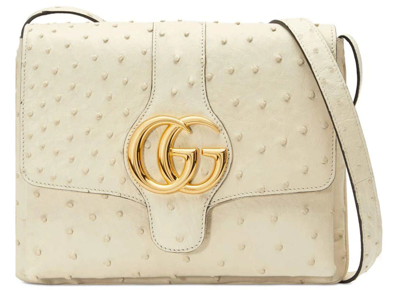 Gucci Ostrich Crossbody Bag Medium White