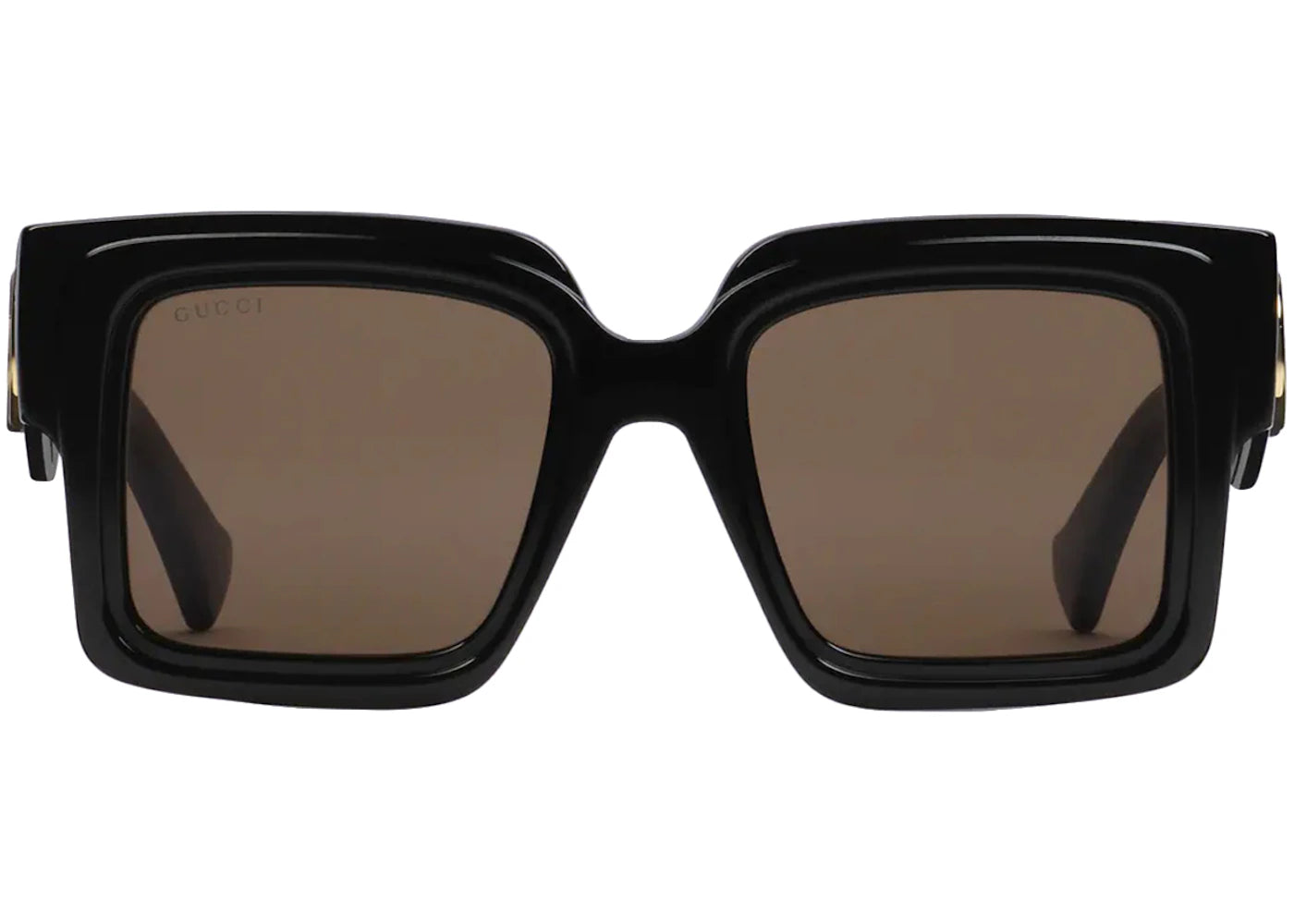 Gucci Oversized Rectangular Sunglasses Shiny Black/Brown Lens (733349 J0740 1023)