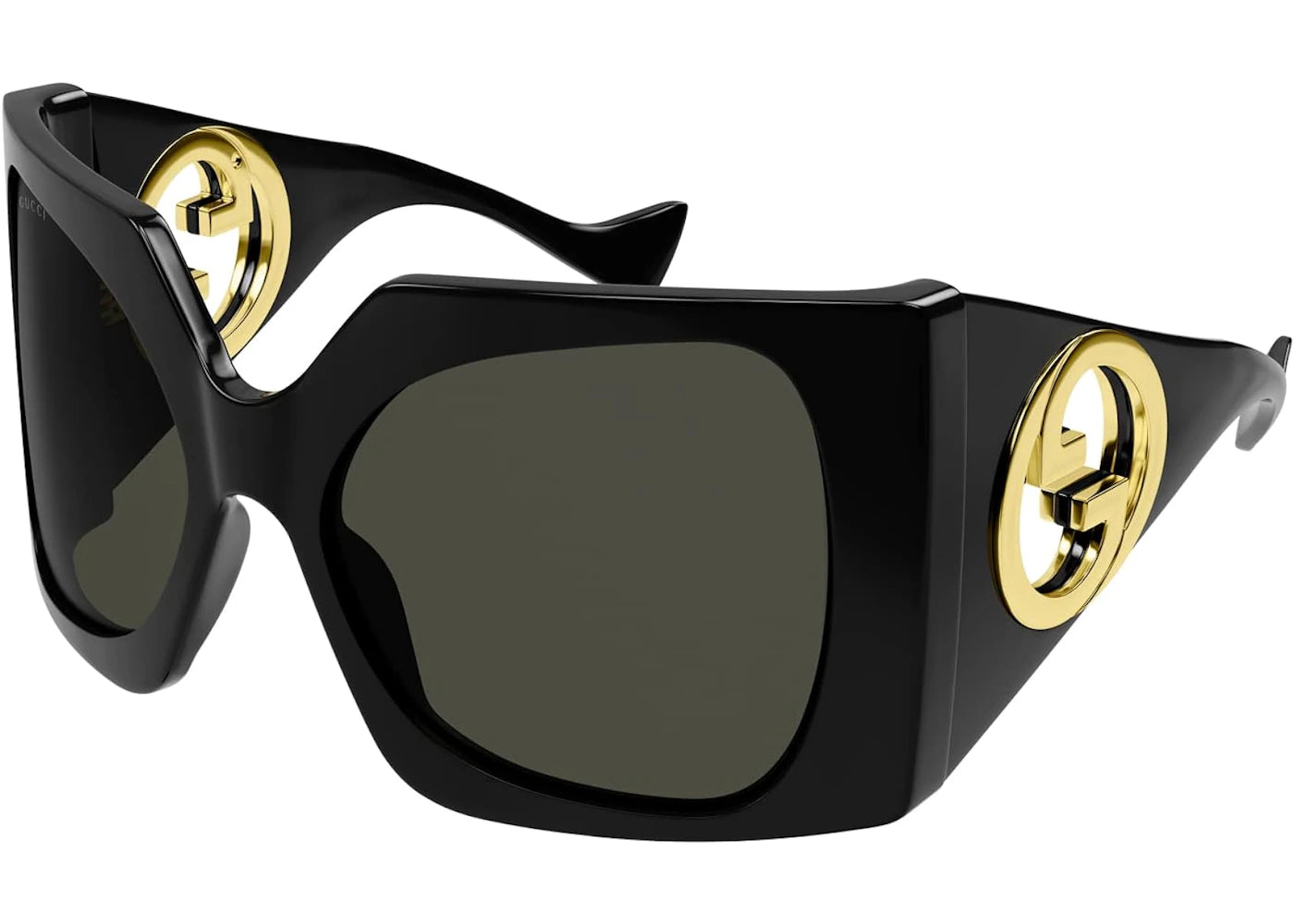 Gucci Oversized Sheild Sunglasses Black/Gold (GG1255S-001)