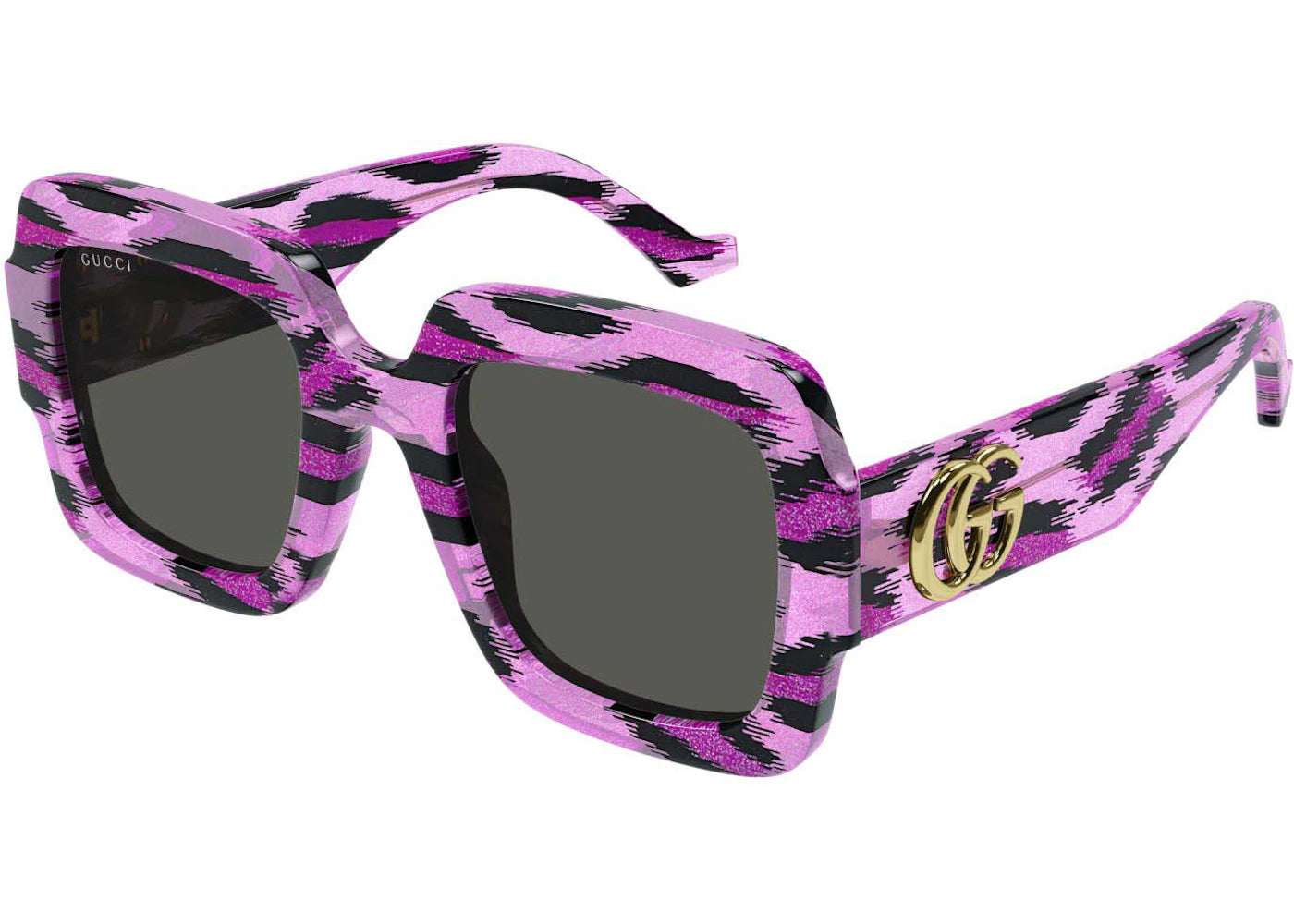 Gucci Oversized Square Frame Sunglasses Fuchsia Leopard/Grey (GG1547S-003-FR)