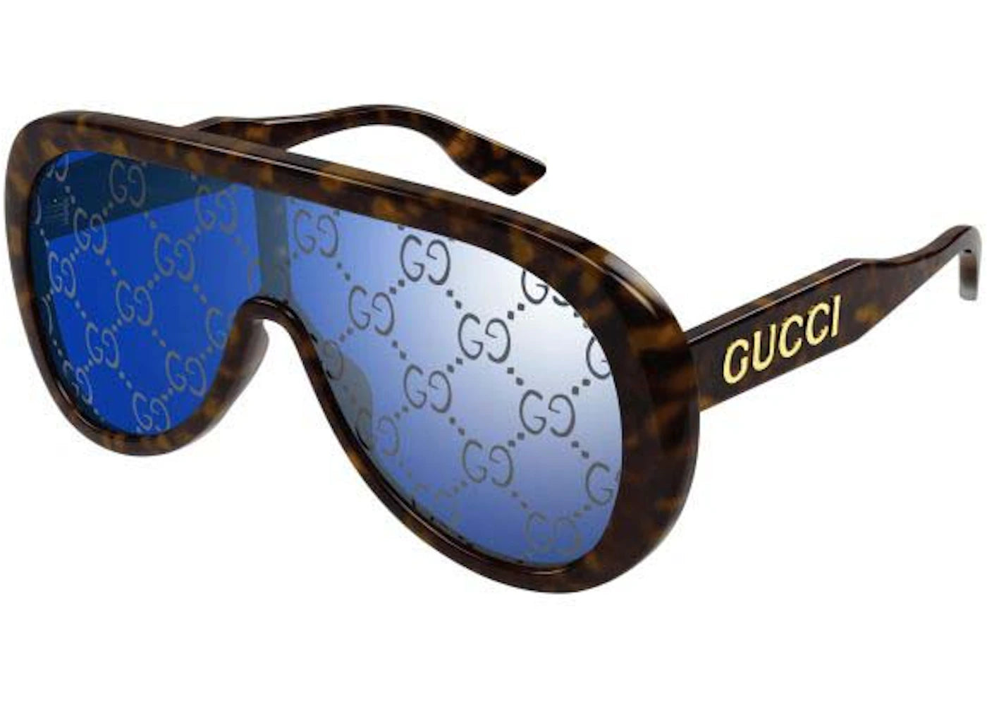 Gucci Oversized Tortoise Mask Frame Sunglasses Havana/Blue (GG1370S-002-99)