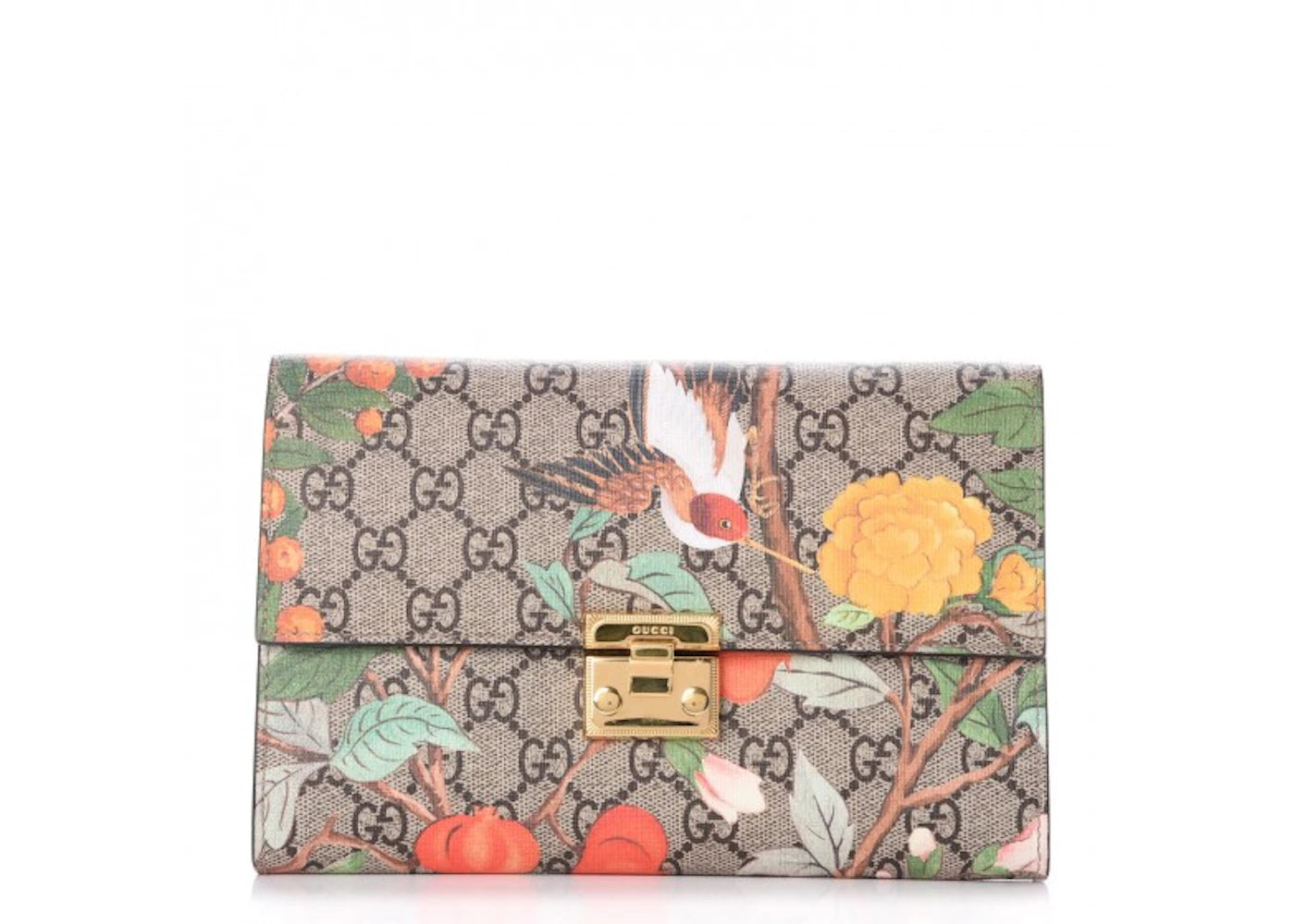 Gucci Padlock Clutch Monogram GG Supreme Tian Print Brown