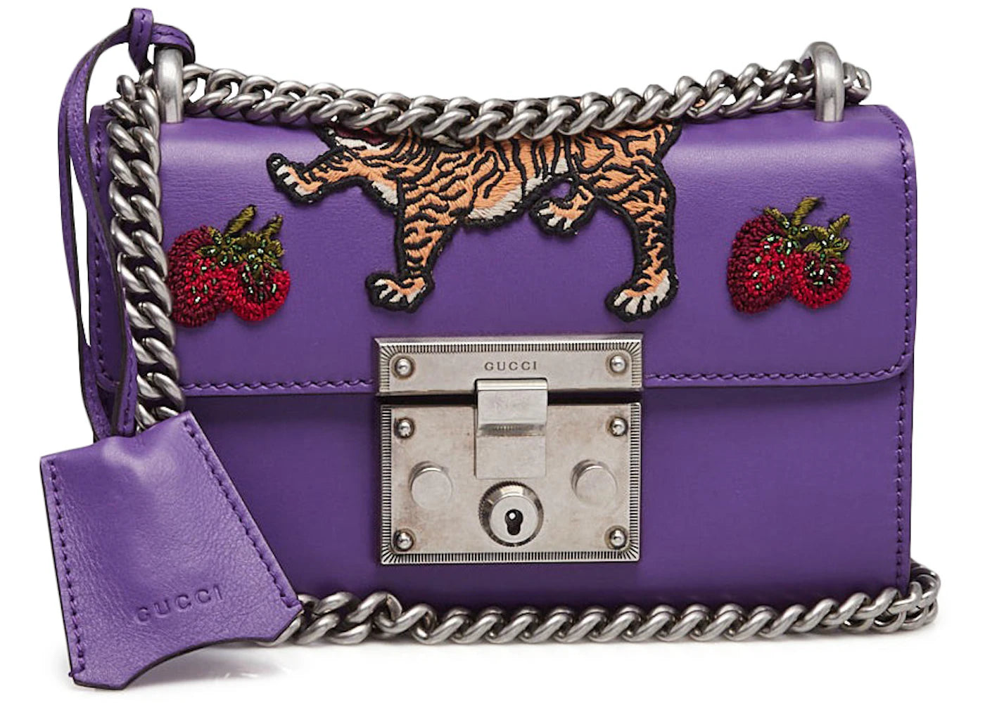 Gucci Padlock Embroidered Tiger Small Purple