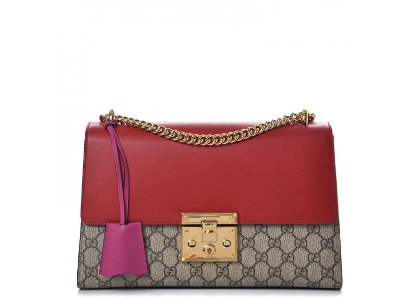 Gucci Padlock Monogram GG Supreme Multicolor Medium Hibiscus Pink/Red/Brown