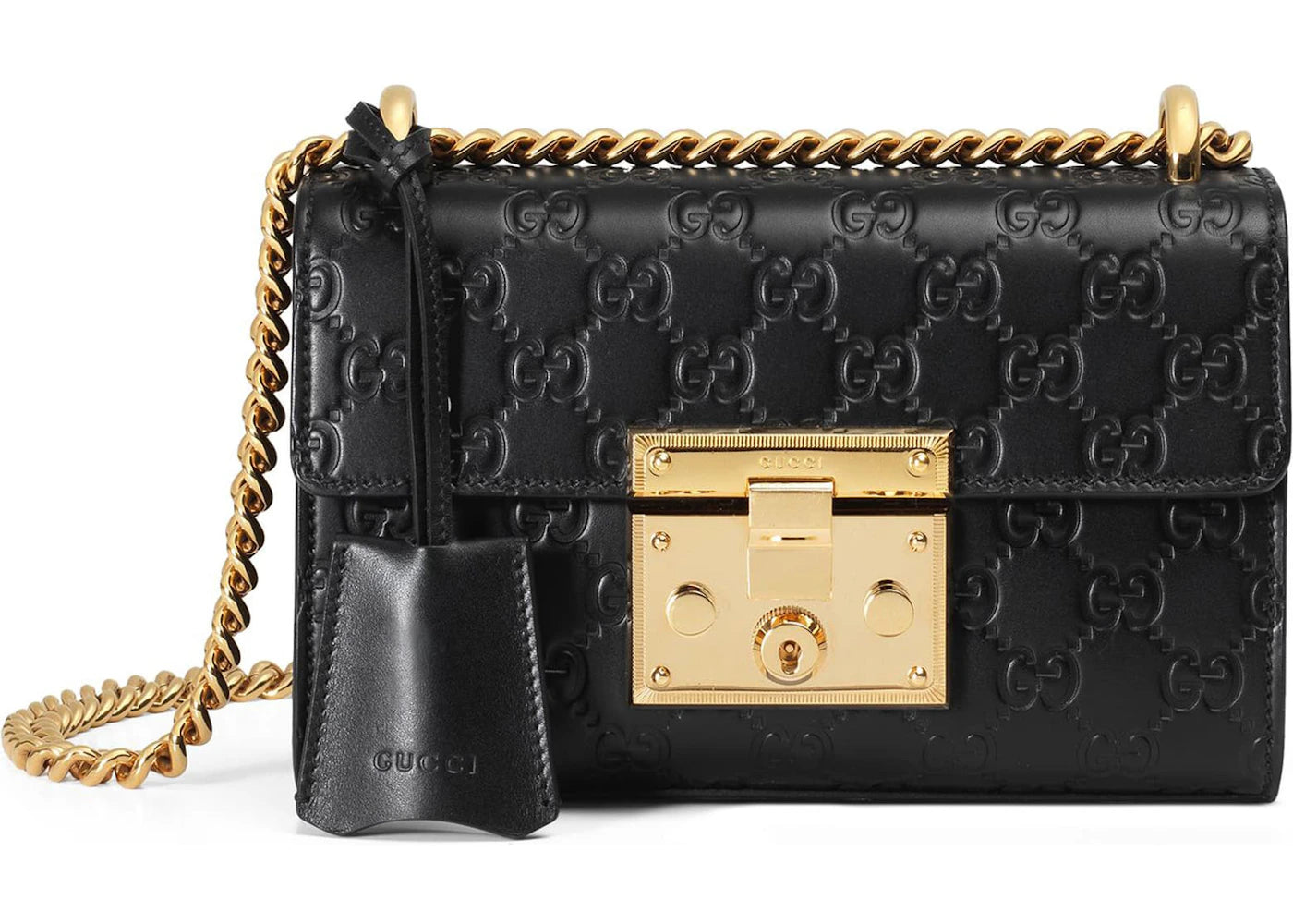 Gucci Padlock Shoulder Bag Guccissima Small Black