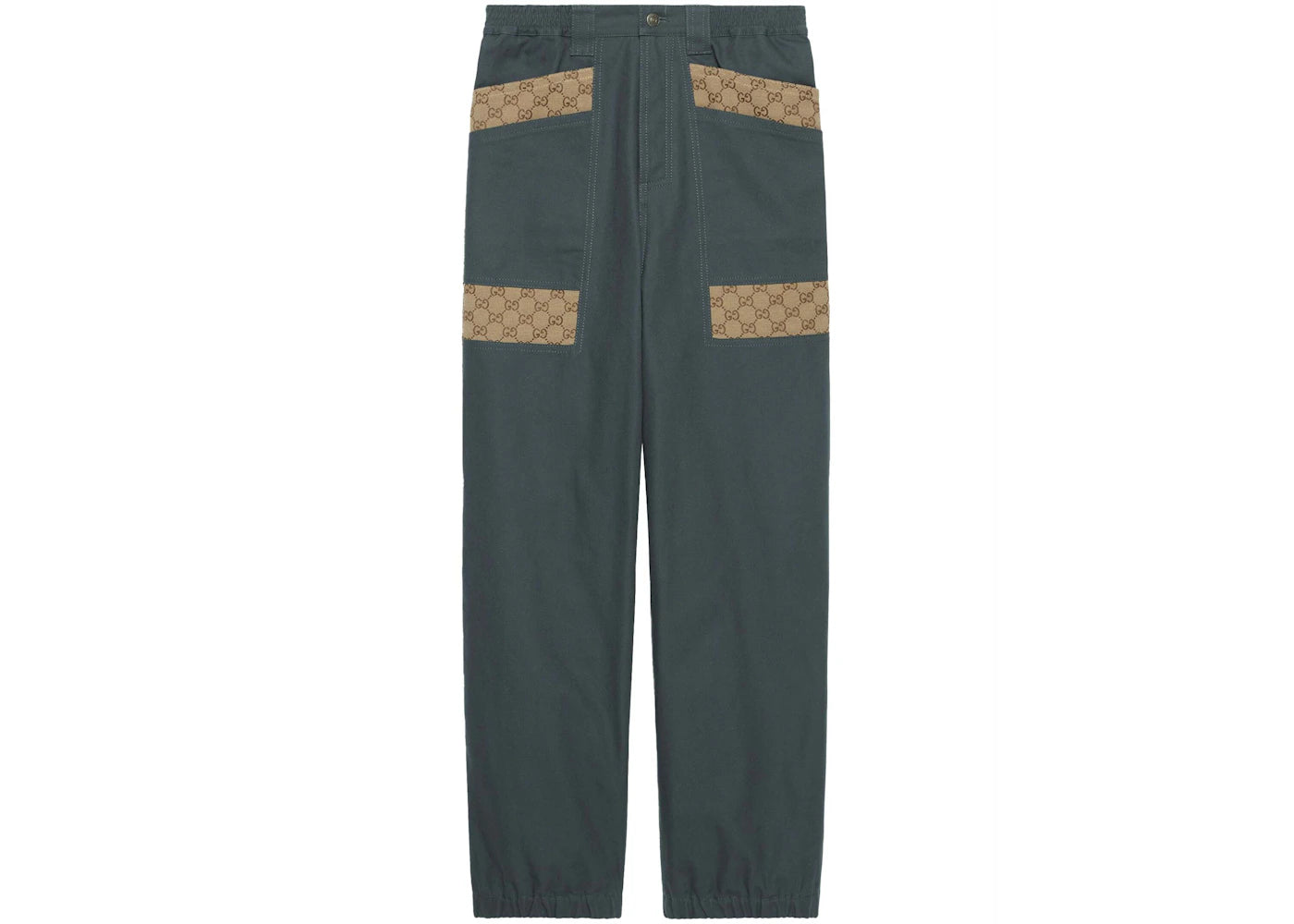 Gucci Panelled Monogram-Pattern Jeans Ash Grey