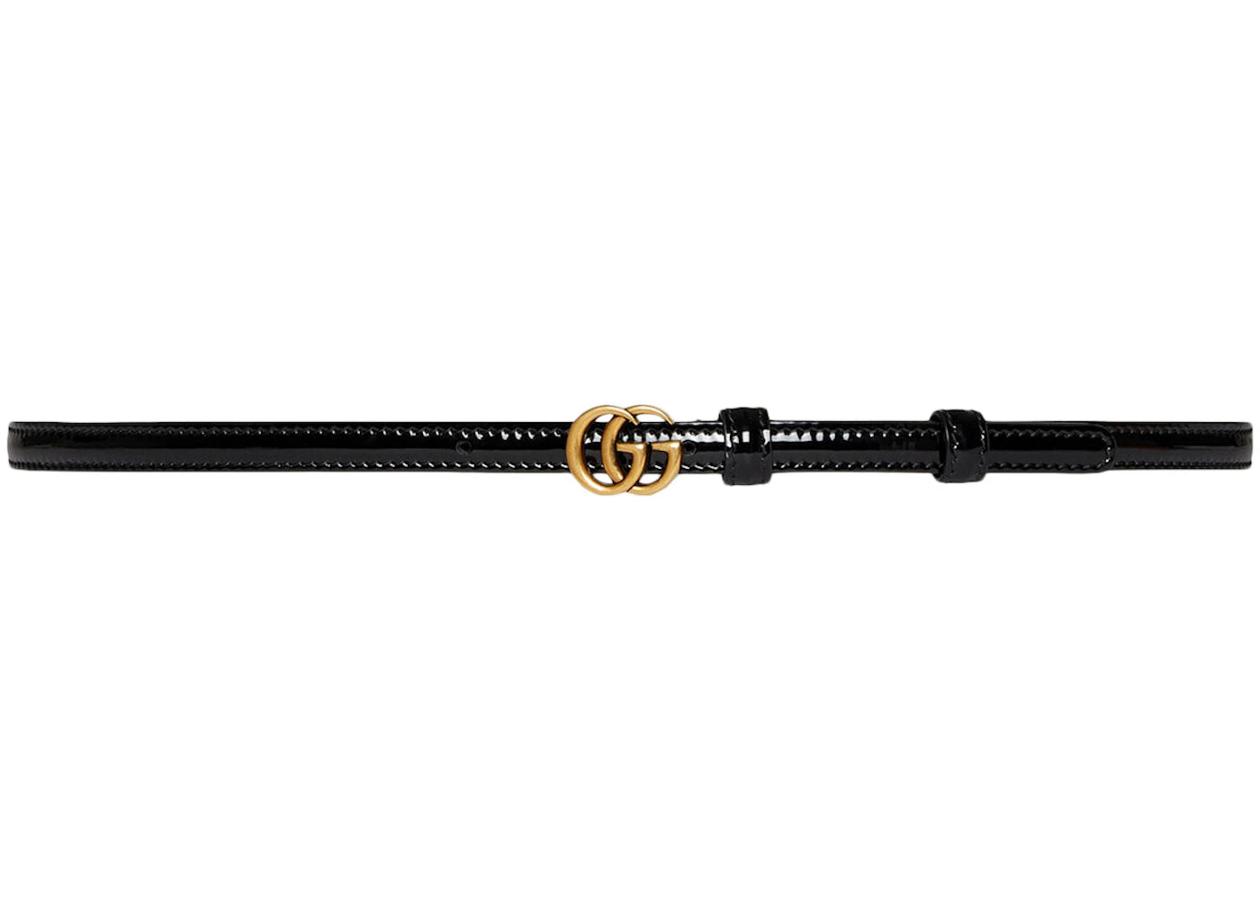 Gucci Patent Double G Thin Belt Black