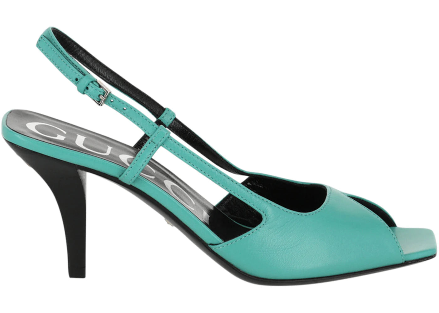 Gucci Peep Toe Leather Slingback Heels Teal (Women's)