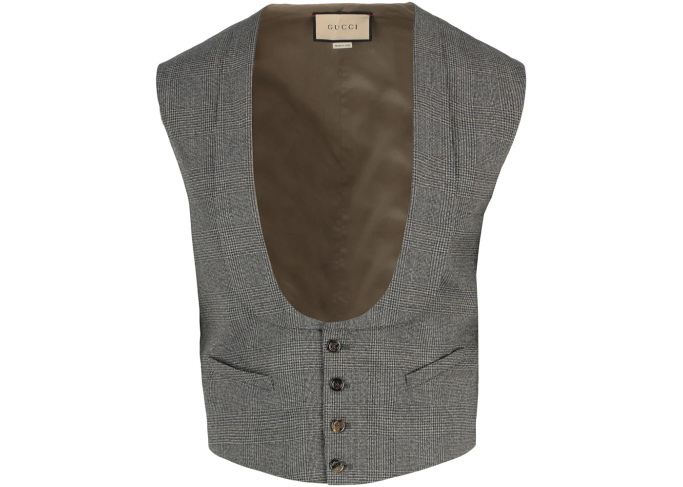 Gucci Plaid Tailored Vest Dark Grey