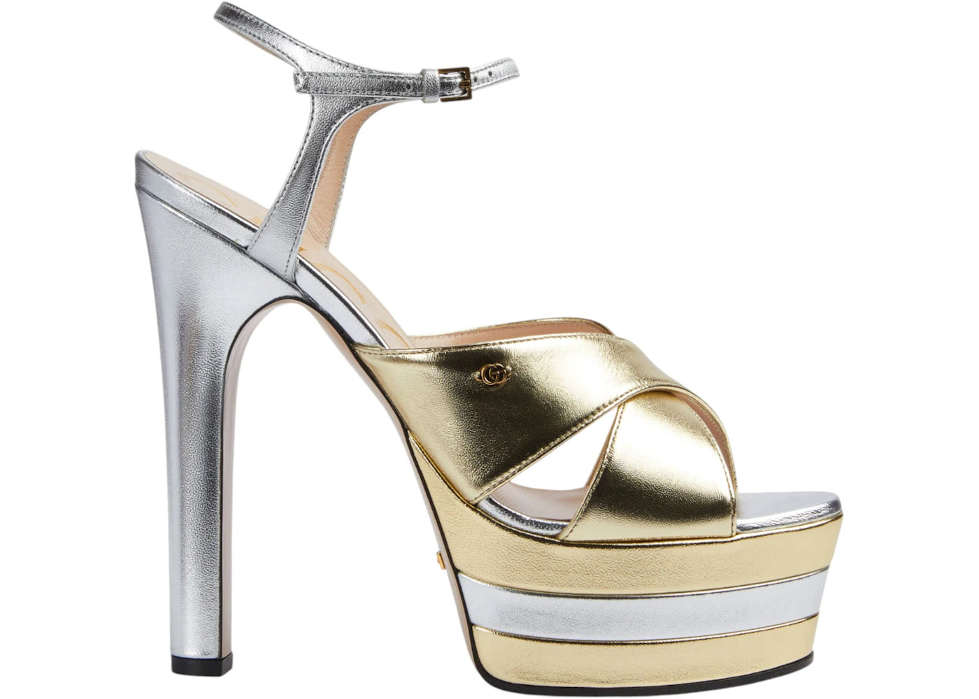 Gucci Platform Sandals Gold Silver (Women's)