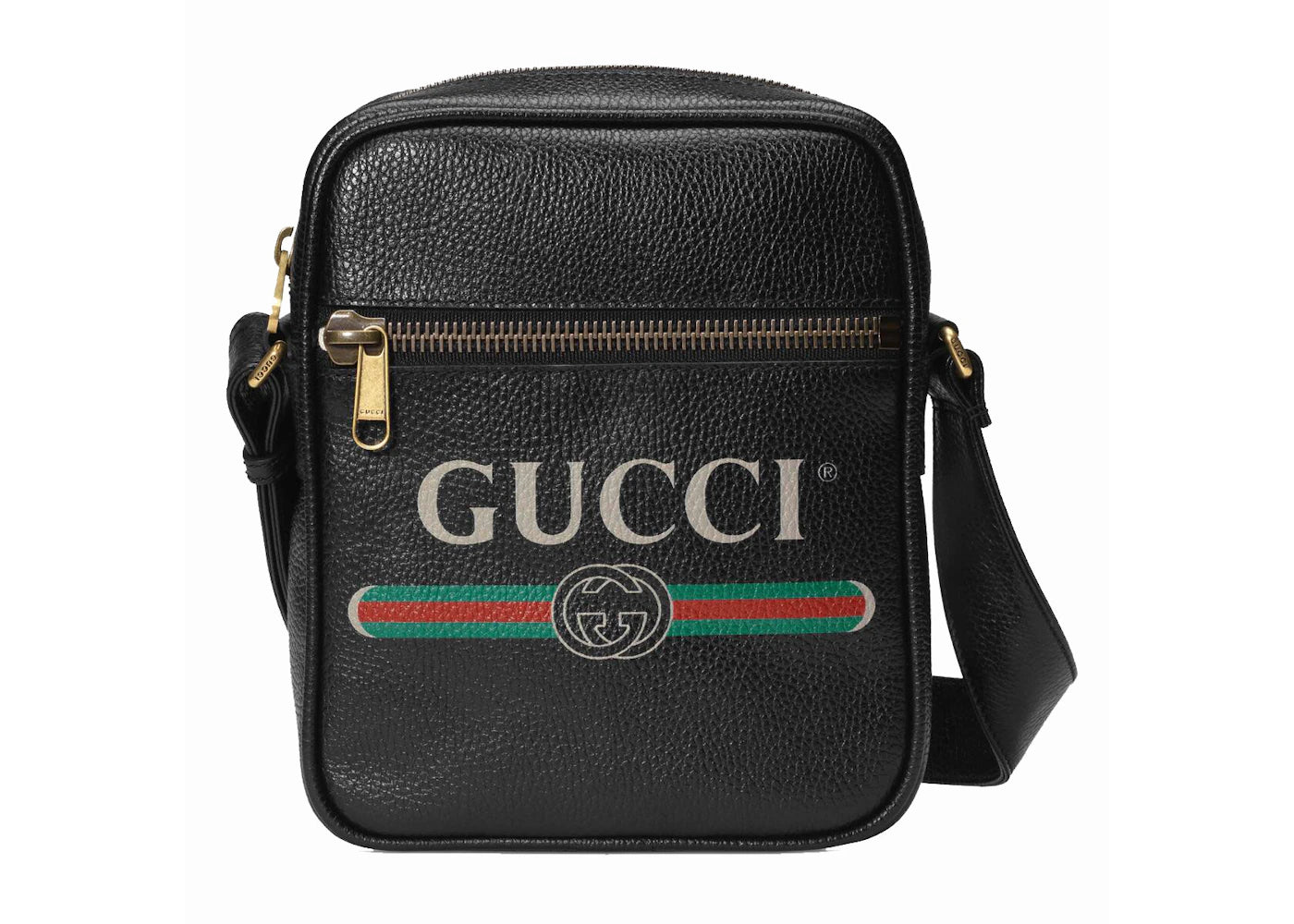 Gucci Print Messenger Bag Vintage Logo Black