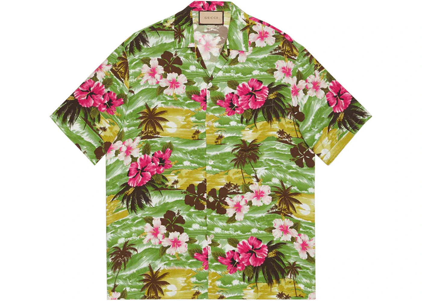 Gucci Printed Bowling Shirt Green/Fuchsia