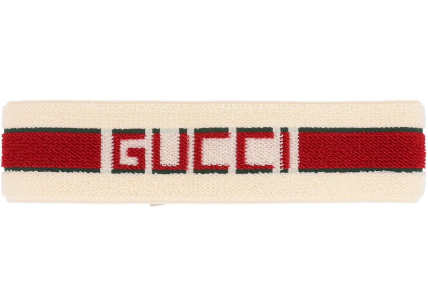 Gucci Queen Elastic Headband Ivory/Dark Green