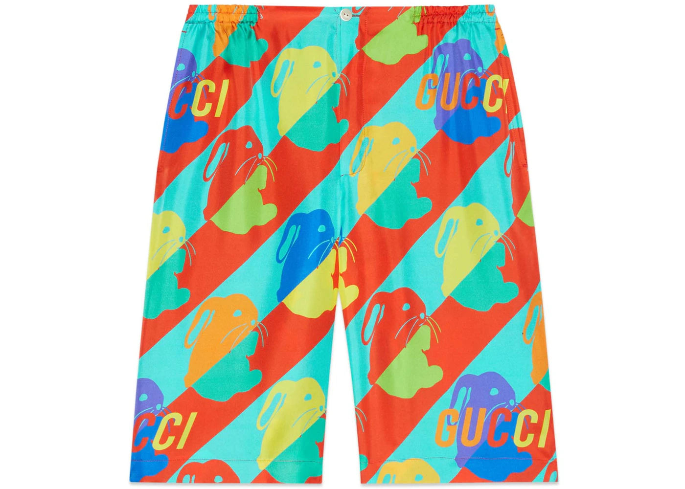 Gucci Rabit Printed Silk-Twill Shorts Multi